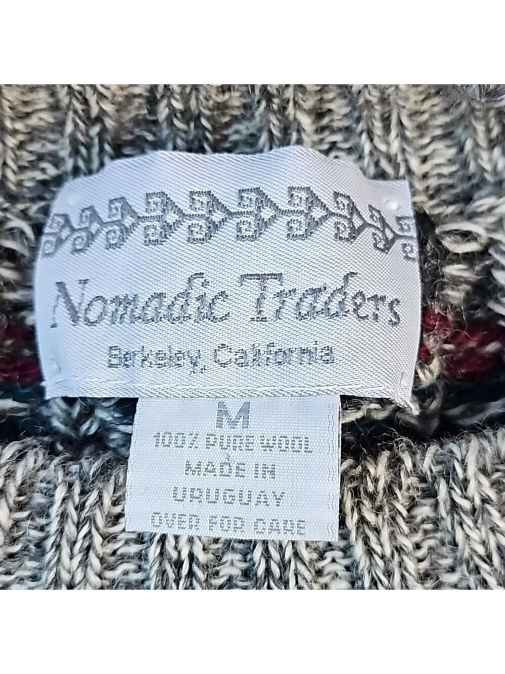 Nomadic Traders 100% Wool Knit Southwest Nordic Crew Neck Pullover Sweater